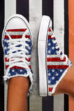 Women's Stars and Stripes Print Canvas Shoes Backless Sneakers
