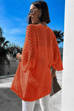 LC271896-14, Orange Hollow-out Knit Kimono