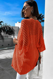 LC271896-14, Orange Hollow-out Knit Kimono