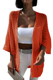 LC271896-14, Orange Hollow-out Knit Kimono