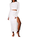 LC275038-1-S, LC275038-1-M, LC275038-1-L, LC275038-1-XL, White knit dress sets