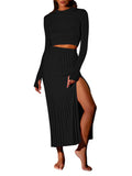 LC275038-2-S, LC275038-2-M, LC275038-2-L, LC275038-2-XL, Black knit dress sets