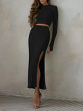 LC275038-2-S, LC275038-2-M, LC275038-2-L, LC275038-2-XL, Black knit dress sets