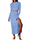 LC275038-4-S, LC275038-4-M, LC275038-4-L, LC275038-4-XL, Sky Blue knit dress sets