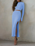 LC275038-4-S, LC275038-4-M, LC275038-4-L, LC275038-4-XL, Sky Blue knit dress sets