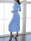 LC275038-4-S, LC275038-4-M, LC275038-4-L, LC275038-4-XL, Sky Blue knit dress sets