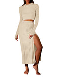 LC275038-18-S, LC275038-18-M, LC275038-18-L, LC275038-18-XL, Apricot knit dress sets