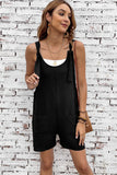 LC6412245-2-S, LC6412245-2-M, LC6412245-2-L, LC6412245-2-XL, LC6412245-2-2XL, Black Adjustable Straps Pocketed Textured Romper