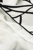 LC6115406-1-S, LC6115406-1-M, LC6115406-1-L, LC6115406-1-XL, White Abstract Vein Print V Neck Ruffle Maxi Dress