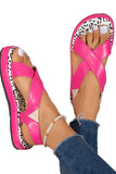 Women's Cross Hollow Out Leopard Insole Sandals