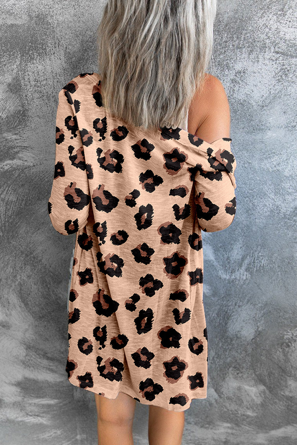 LC2541932-20-S, LC2541932-20-M, LC2541932-20-L, LC2541932-20-XL, LC2541932-20-2XL, Leopard Printed Open Front Cardigan 