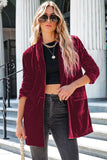 Women's Velvet Blazer Jackets Casual Long Sleeve Lapel Collar Pocketed Blazer Suits Work Outfits