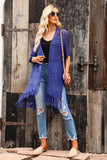 LC2541328-5, Blue Loose Knitwear Kimono with Slits