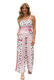 LC6411870-3-S, LC6411870-3-M, LC6411870-3-L, LC6411870-3-XL, Red Leopard Color Block Mix Print Pocketed Jumpsuit