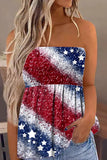 Women's US Flag Print Shirred Strapless Bandeau Top