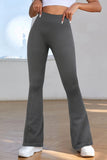 LC265202-11-S, LC265202-11-M, LC265202-11-L, Gray High Waist Tummy Control Flared Sports Pants