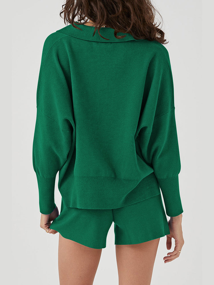 LC275043-9-S, LC275043-9-M, LC275043-9-L, LC275043-9-XL, Green sweater sets