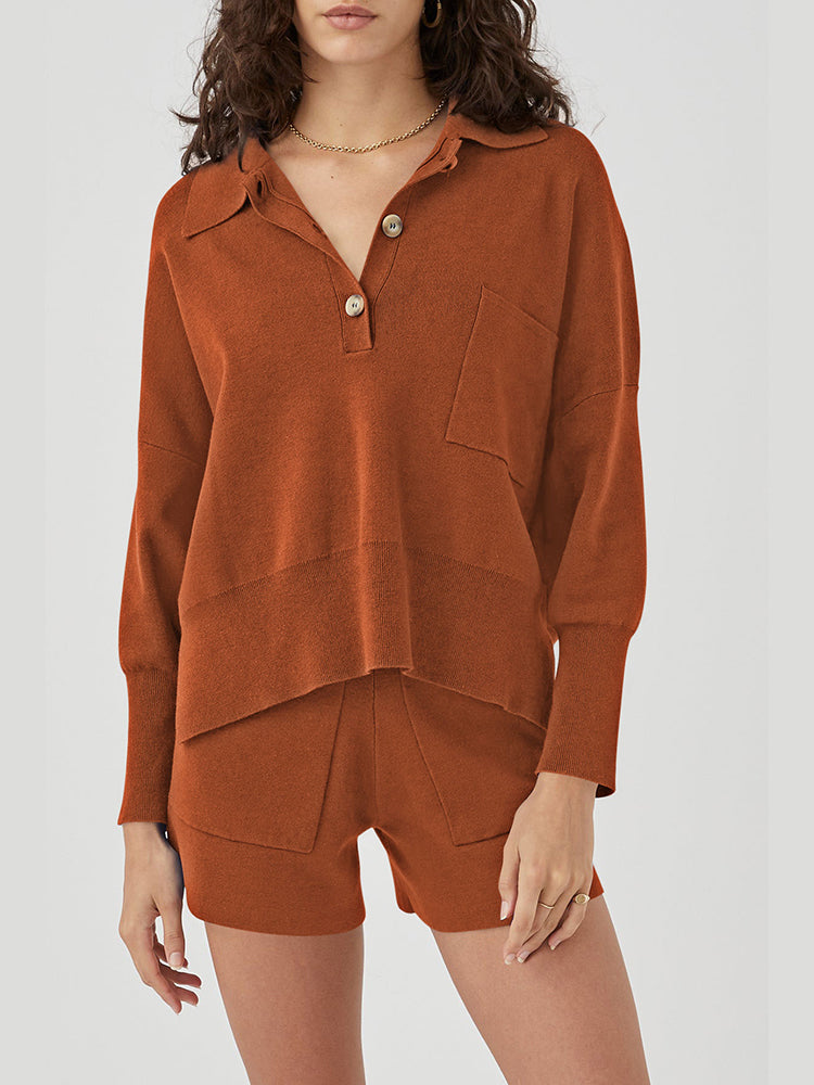 LC275043-17-S, LC275043-17-M, LC275043-17-L, LC275043-17-XL, Brown sweater sets