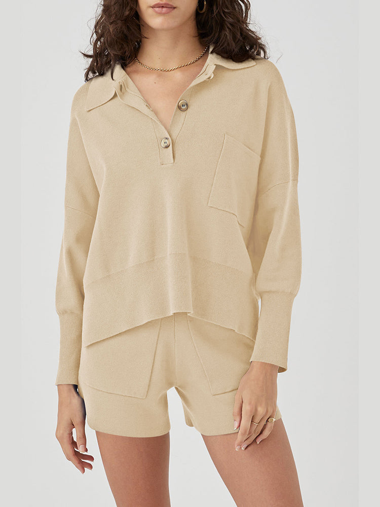 LC275043-18-S, LC275043-18-M, LC275043-18-L, LC275043-18-XL, Apricot sweater sets