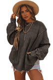 LC25314555-2-S, LC25314555-2-M, LC25314555-2-L, LC25314555-2-XL, LC25314555-2-2XL, Black Exposed Seam Twist Open Back Oversized Sweatshirt