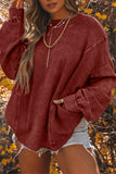 LC25314555-3-S, LC25314555-3-M, LC25314555-3-L, LC25314555-3-XL, LC25314555-3-2XL, Red Exposed Seam Twist Open Back Oversized Sweatshirt