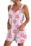Women's Floral Graphic Adjustable Straps Pocketed Pink Rompers