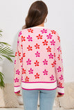 LC2722988-10-S, LC2722988-10-M, LC2722988-10-L, LC2722988-10-XL, Pink Flower Print Crew Neck Sweater