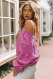 LC25314555-6-S, LC25314555-6-M, LC25314555-6-L, LC25314555-6-XL, LC25314555-6-2XL, Rose Exposed Seam Twist Open Back Oversized Sweatshirt