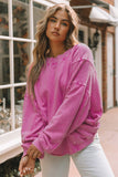 LC25314555-6-S, LC25314555-6-M, LC25314555-6-L, LC25314555-6-XL, LC25314555-6-2XL, Rose Exposed Seam Twist Open Back Oversized Sweatshirt