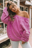 LC25314555-6-S, LC25314555-6-M, LC25314555-6-L, LC25314555-6-XL, LC25314555-6-2XL, Rose Exposed Seam Twist Open Back Oversized Sweatshirt
