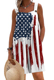 Women's American Flag Print Buttoned Casual Rompers