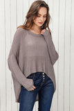 LC2722949-11-S, LC2722949-11-M, LC2722949-11-L, LC2722949-11-XL, Gray Slouchy Dolman Sleeve High Low Sweater