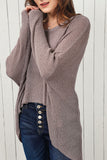 LC2722949-11-S, LC2722949-11-M, LC2722949-11-L, LC2722949-11-XL, Gray Slouchy Dolman Sleeve High Low Sweater