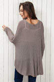 LC2722949-11-S, LC2722949-11-M, LC2722949-11-L, LC2722949-11-XL, Gray Slouchy Dolman Sleeve High Low Sweater