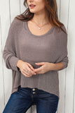 LC2722949-11-S, LC2722949-11-M, LC2722949-11-L, LC2722949-11-XL, Gray Slouchy Dolman Sleeve High Low Sweater