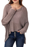 LC2722949-11-S, LC2722949-11-M, LC2722949-11-L, LC2722949-11-XL, Gray Slouchy Dolman Sleeve High Low Sweater