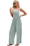 LC6412006-9-S, LC6412006-9-M, LC6412006-9-L, LC6412006-9-XL, LC6412006-9-2XL, Green Adjustable Straps Pockets Wide Leg Jumpsuits