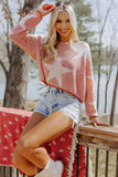 LC2723061-3-S, LC2723061-3-M, LC2723061-3-L, LC2723061-3-XL, Red Big Star Spangled Casual Knit Sweater