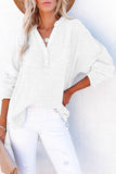LC25121568-1-M, LC25121568-1-L, LC25121568-1-XL, LC25121568-1-S, LC25121568-1-2XL, White Crinkle Textured Loose Henley Top