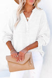 LC25121568-1-M, LC25121568-1-L, LC25121568-1-XL, LC25121568-1-S, LC25121568-1-2XL, White Crinkle Textured Loose Henley Top