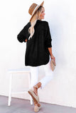 LC25121568-2-M, LC25121568-2-L, LC25121568-2-XL, LC25121568-2-S, LC25121568-2-2XL, Black Crinkle Textured Loose Henley Top