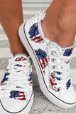 Women's Sunflower Print American Flag Pattern Canvas Shoes