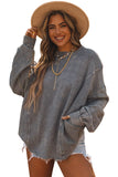 LC25314555-11-S, LC25314555-11-M, LC25314555-11-L, LC25314555-11-XL, LC25314555-11-2XL, Gray Exposed Seam Twist Open Back Oversized Sweatshirt
