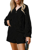 LC275051-2-S, LC275051-2-M, LC275051-2-L, LC275051-2-XL, Black sweater sets