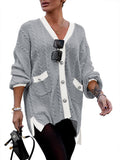 Women Long Sleeve Button Down Oversized Cardigans Sweater Dress with Pockets