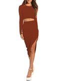 LC6115635-17-S, LC6115635-17-M, LC6115635-17-L, LC6115635-17-XL, Brown dress set