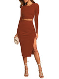 LC6115635-17-S, LC6115635-17-M, LC6115635-17-L, LC6115635-17-XL, Brown dress set