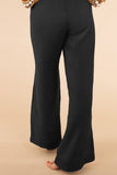PL771089-2-1X, PL771089-2-2X, PL771089-2-3X, Black Textured High Waist Wide Leg Plus Size Pants