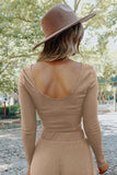 LC625150-18-S, LC625150-18-M, LC625150-18-L, LC625150-18-XL, Apricot Solid Color Ribbed Crop Top Long Pants Set