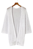 LC271896-1, White Hollow-out Knit Kimono